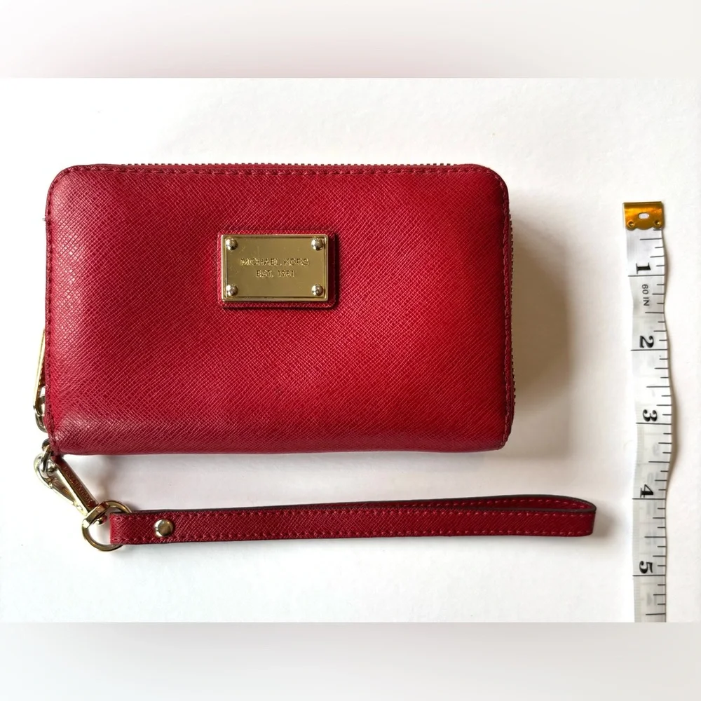 Michael Kors Red Zip Around Wristlet/Wallet